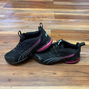 Puma Black Athletic Mesh Sneakers with Subtle Logo